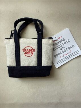 Trader Joes Canvas Micro Tote Navy Blue